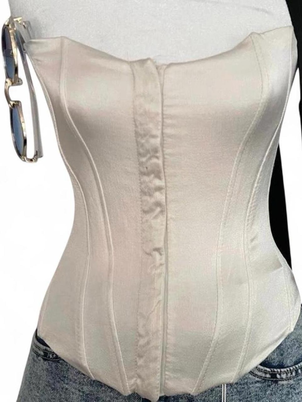 Zara Ivory Structured Corset Crop Top Size XS
